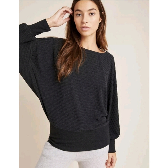 Saturday Sunday Anthropologie Gray Ribbed Velour Shawna Hacci Sweater Size Small - Picture 9 of 9